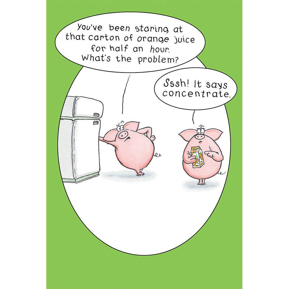 Funny pig birthday card from Pictura's everyday cards collection featuring a humorous pig illustration.